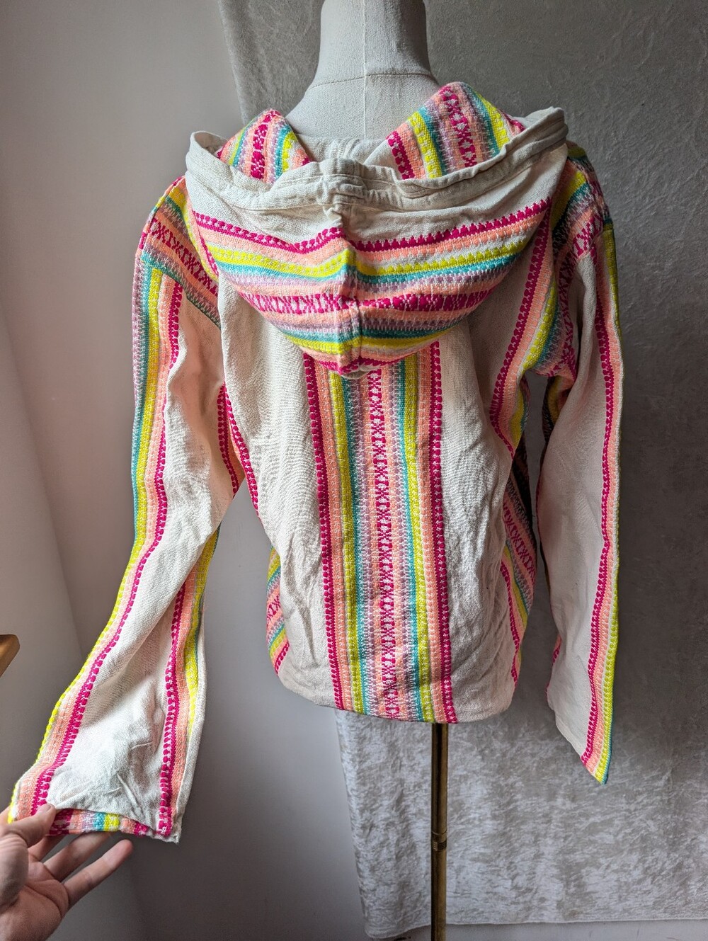 Beach By Exist Cotton Neon Hoodie Steipes Boho Retro Medium